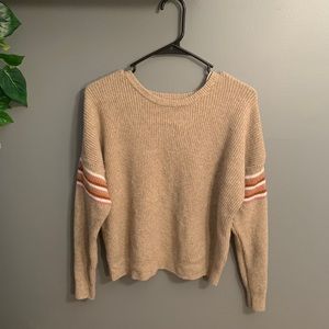 Pink rose brand sweater,striped details on sleeves